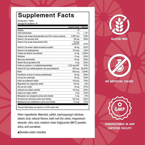 Celebrate Vitamins CelebrateONE 45 One A Day Bariatric Multivitamin with Iron Chewables, 45 mg Iron, Midnight Cherry, 30 count...