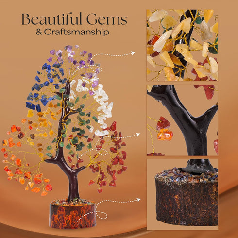 Seven Chakra Gemstone Tree With Chakra Pendant, Crystal Tree, Fake Plants Home Decor, Crystals, Birthday Gifts for Women, Crystals and Healing Sto...