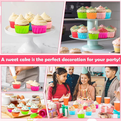 R HORSE 42Pcs Silicone Baking Molds Pumpkin Silicone Cups Non-Stick Muffins Mould Washable Cupcake Liners Donut Cake Pan Reusable Cupcake Wrapper ...