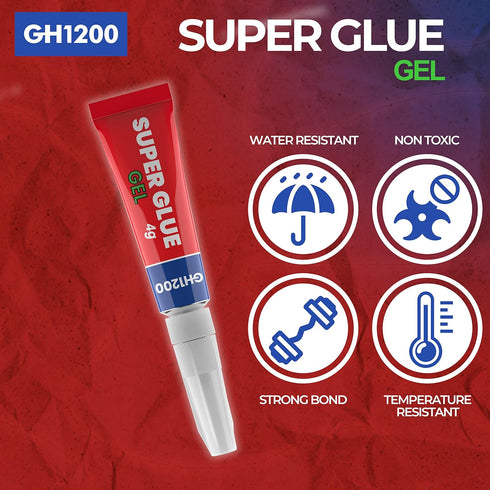 4Gx 5 Value Pack Super Glue Gel All Purpose with Anti Clog Cap. Ca Glue - Strong Adhesive Superglue, Cyanoacrylate Glue for DIY Crafts and Many Mo...