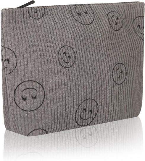 Cosmetic bag Makeup bag Preppy Cute Corduroy Toiletry bag for women travel essentials (greygrey)...