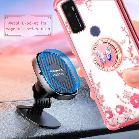 nancheng for Cricket Dream 5G Phone Case, Case Cute Soft Silicone Pink Girls Women Cover with Holder Protection Case for Cricket Innovate 5G/AT&T ...