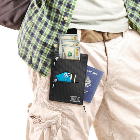 Shacke Hidden Travel Belt Wallet w/RFID Blocker (Black with Black Strap)...