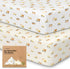 Pack and Play Sheets Fitted, 2-Pack Mini Crib Sheets - Pack N Play Sheets, Organic Fitted Crib Sheet for Pack and Play Mattress, Playard Baby Crib...