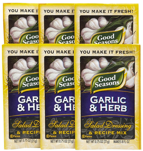 Good Seasons Salad Dressing & Recipe Mix, Garlic & Herb, 0.75 oz, 6 pk...