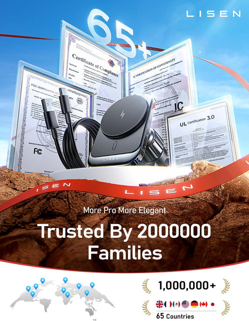 LISEN for MagSafe Car Mount Charger for iPhone 15, 2024 15W Wireless Vent Charger for iPhone Car Accessories Magnetic Phone Holder Mount, Fits iPh...