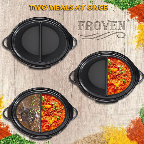 6 Quart Silicone Slow Cooker Divider Liners Oval. Thickened, Weighted & Sturdy Reusable Crockpot Inserts Compatible With Most 6 Qt Crock Pot Slow ...