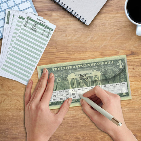 Cash Envelopes for Budget System – Money Envelopes for Budgeting and Saving, Tear and Water Resistant, Includes 12 Expense Tracking Budget Sheets,...