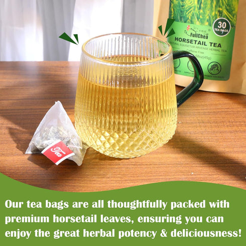 FullChea - Horsetail Tea, 1.5g X 30 Count - Premium Dried Horsetail Herb For Hair & Nail - Non-GMO - Caffeine-free - Natural Cola De Caballo Hierb...