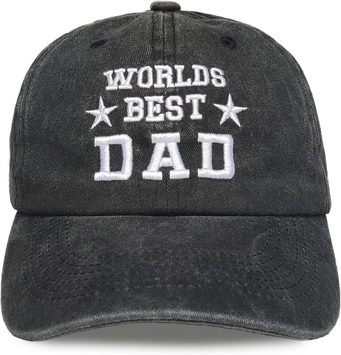 Worlds Best Dad hat for Men Baseball Cap Birthday for Dad Papa Husband from Daughter Son Black...