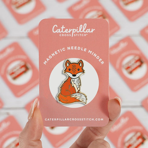 Caterpillar Cross Stitch Needle Minder - Fox for Cross Stitch, Sewing, Embroidery and Needlework Accessories, Enamel and Magnetic...