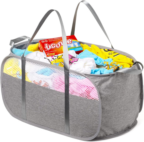 Tear Proof Pop Up Laundry Hampers, with Strong Handles Laundry Hamper, Easy to Carry & Go Up and Down Stairs, Honeycomb Mesh-Breathable, Easy to C...