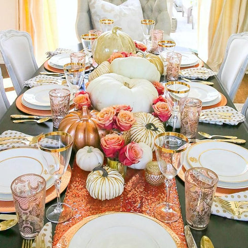 yuboo Burnt Orange Table Runners 12''x 108'', 2 Pack Glitter Sequin Table Cloth for Fall Table Decor, Birthday, Wedding, Bridal Baby Shower Hallow...