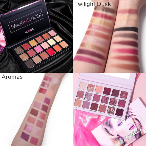 CHARMCODE 2Pcs Twilight Dusk + Aromas Nude Eyeshadow Palette Makeup Set, Matte Shimmer Glitter Pressed Pearl All Highly Pigmented Blending Powder,...