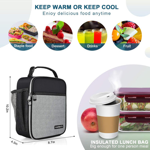 Lunch Bag, Durable Insulated Lunch Box Reusable Adults Tote Bag Lunch Bag for Men, Women, Adults (Black Gray)...