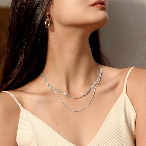 CHESKY Sterling Silver Necklace for Women Snake Chain Necklace Herringbone Necklace Gold Choker Necklaces for Women Gifts Jewelry 1.5/3/5MM(W) 14"...
