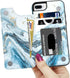 LETO for iPhone 8 Plus Case,iPhone 7 Plus Case,Flip Folio Leather Wallet Case Cover with Opal Blue Marble Designs for Girls Women,Card Slots,Prote...