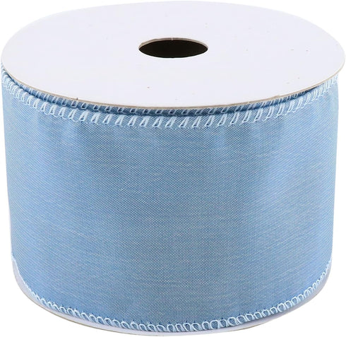 Dusty Blue Christmas Ribbon Wired 2.5" x 10 Yard Antique Blue Wired Ribbon French Blue Wired Ribbon for Christmas Tree Topper Bows, Wreaths, Craft...