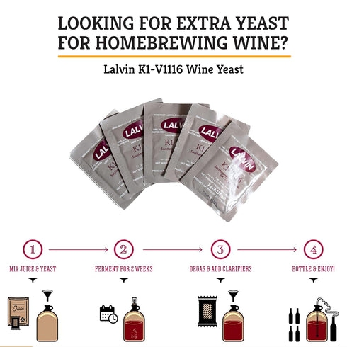 Craft A Brew - Lalvin K1-V1116 Wine Yeast - Neutral Dry Wine Yeast - For Traditional or Fruit Wines - Ingredients for Home Fermenting - Wine Makin...