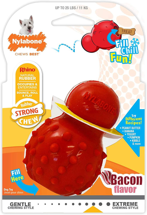 Nylabone Strong Chew Cone Stuffable Chew Toy for Dogs, Bacon Flavored Fillable Treat Toy, Small/Regular - Up to 25 Ibs. (1 Count)...