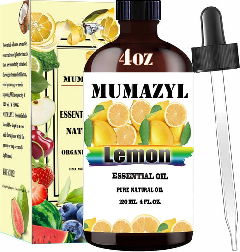 Lemon Essential Oil, Lemon Oil 4 Fl Oz 120ML for Diffuser Humidifier Yoga Cleaning DIY Candle Soap Making Lemon Essential Oils...