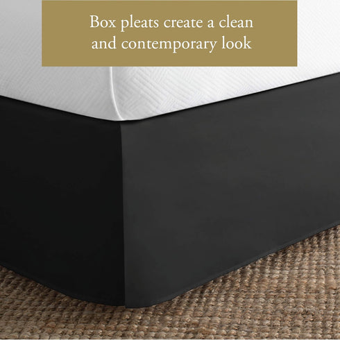 Luxury Hotel Tailored Bed Skirt, Box Pleats, 14 Inch Drop, Twin, Black...