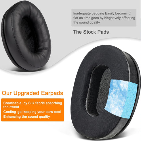 SOULWIT Cooling Gel Earpads Replacement for Audio-Technica ATH-M60X On-Ear Headphones, Ear Pads Cushions with Ice Silk Fabric, High-Density Foam -...