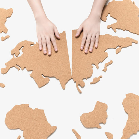 Navaris Cork Board World Map - Self-Adhesive Corkboard Continents for Wall to Pin, Plan and Document Travels - Includes 18 Cork Pieces and 10 Pins...