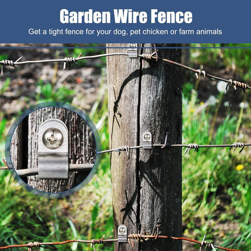 60 Pcs Wire Fence Clips Fence Wire Clamps Cattle Panel Clamps with 60 Pcs Screws Aluminum Mounting Clips for Vinyl, Wood or Metal Fence...