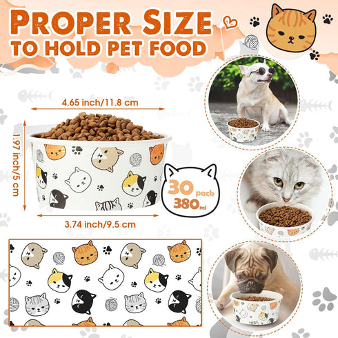 Mifoci 30 Pcs Disposable Pet Bowls Bulk 12 oz 1.5 Cup Small Dog Feeding Bowls Cat Paper Dishes Small Serving Water Food Tray for Dog Puppy Kitten ...