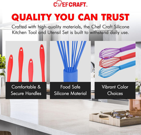 Chef Craft Premium Silicone Wire Cooking Whisk, 10.5 inch, Blue...