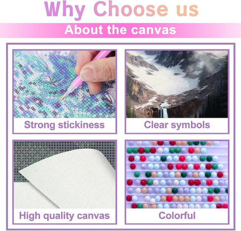 Landscape Diamond Painting Kits Waterfall Mountain Lake Gem 5D Art Painting Kits for Adults Nature Scenery DIY Diamond Painting Accessories for Ho...