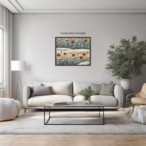 Posterizer 1 pcs-snowy winter flowers scene in oil painting style-2-Landscape & Nature Art-Floral & Botanical Art- Dining Room Decor- unframed wal...