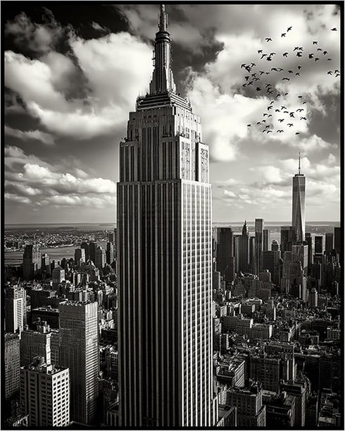 Posterizer 1 pcs-black and white city landscape of skyscrapers-Manhattan 2-Photography Art-Gift for Men Women Teens-Decor for Home & Office- unfra...