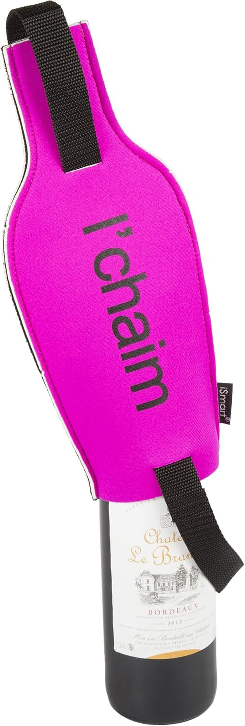 Creative Home Neoprene Single Wine Carrier Champagne Bottle Protective Travel, Gift Bag, 5-1/8" W x 11-3/4" H, Pink...