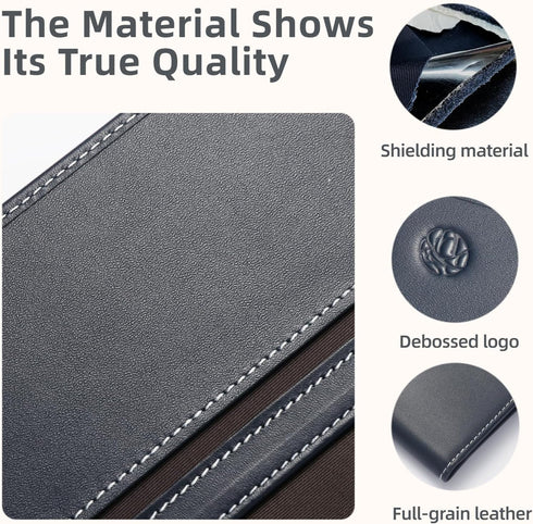 RFID Blocking Slim Minimalist Long Travel Wallet Genuine Leather Passport Holder Travel Cover (Dark Blue)...