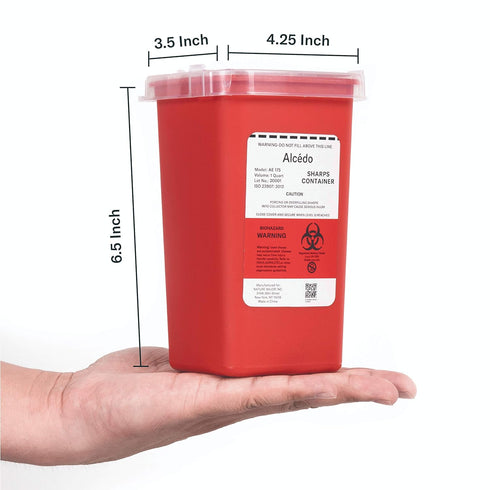 Alcedo Sharps Container for Home Use and Professional 1 Quart (3-Pack) | Biohazard Needle and Syringe Disposal | Small Portable Container for Trav...