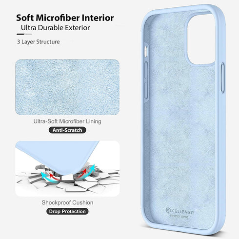 CellEver Heavy-Duty Silicone Case for iPhone 12/12 Pro - Two Shatterproof Glass Screen Protectors, Military Drop Protection, Scratch-Free Interior...