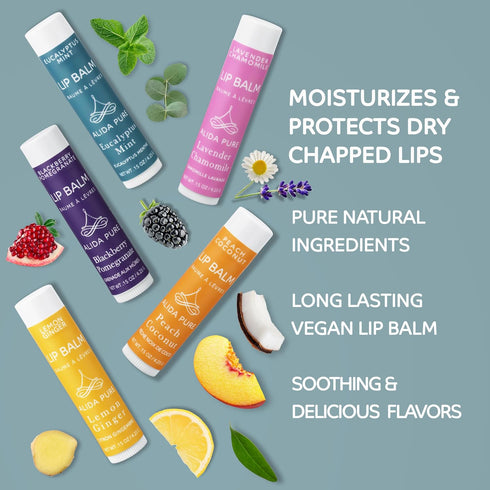 Duet Lip Balm Collection, Vegan Lip Balm Set, Beeswax Free, with Avocado Oil, Organic Jojoba Oil, and Vitamin E, Natural Moisturizer for Dry, Chap...