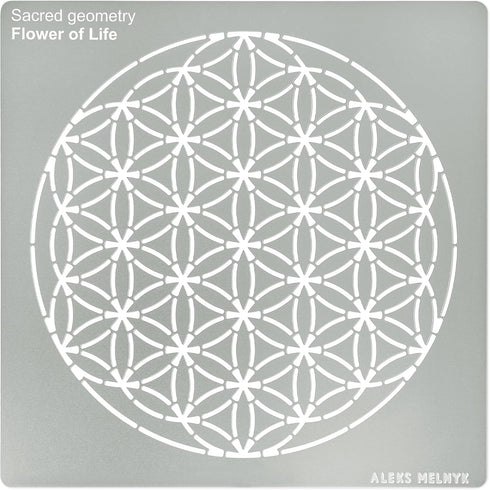 Aleks Melnyk No.389 Metal Stencil, Sacred Geometry Figures, Flower of Life Version, 1 PC, Template for Wood Burning, Engraving, Crafting, Scrapboo...