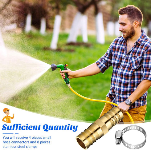 12 Pcs Hose Repair Connectors with Claps Brass Garden Hose Repair Kit Fitting Water Hose Repair Kit Female Hose End Repair(3/8-1/2 Inch)...