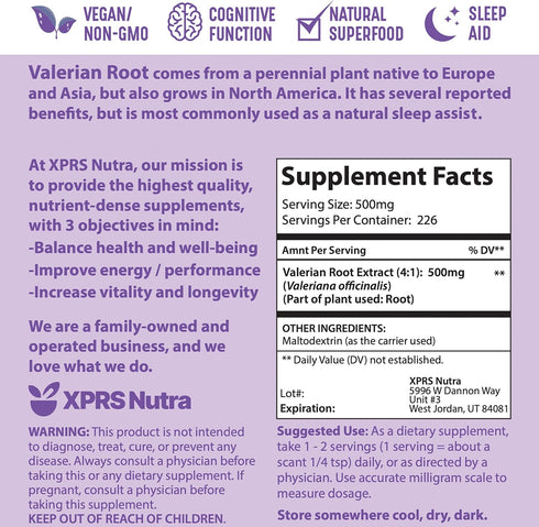 XPRS Nutra Valerian Root Extract Powder 4:1 - Premium Valerian Root Powder for Cognition - Vegan Friendly Herbal Sleep Assist (4 Ounce)...
