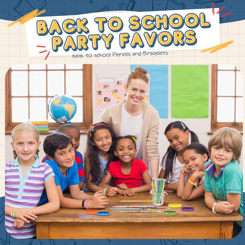 Sabary 48 Pcs Back to School Pencils Silicone Bracelets Set Back to School Party Favor for Kids First Day of School Bulk Pencils Bracelets Gifts f...