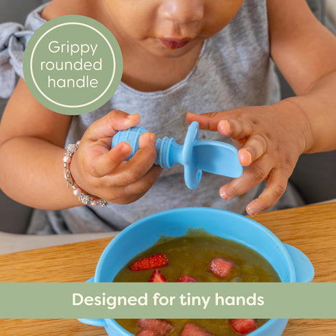 Upward Baby 3 pack Silicone Baby Feeding Spoon with Anti Choke Barrier - Baby Spoons Self Feeding 6 Months, First Stage Infant Supplies and Toddle...