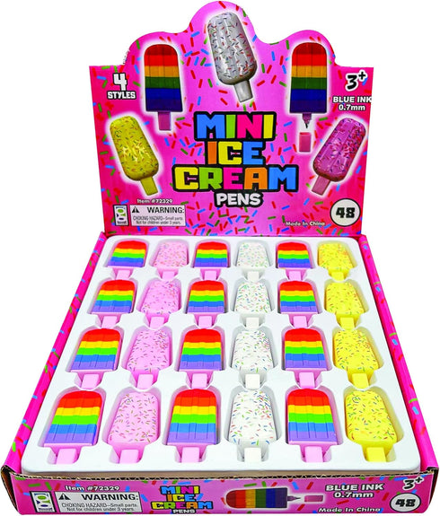 Raymond Geddes Mini Ice Cream Pens (48 per Bag) - Unique Pens in 4 Styles with Sprinkles and Rainbow - Cute Pens for Kids...
