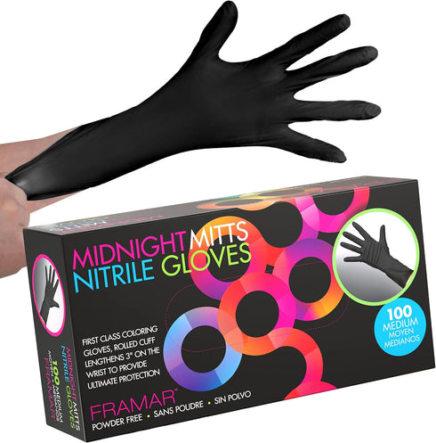 FRAMAR Powder Free Nitrile Gloves – 12 INCH Black Gloves Disposable Latex Free, Non Latex Gloves, Nitrile Gloves Medium Latex Free Gloves Medium, ...
