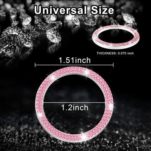 LivTee 2 PCS Crystal Double Rhinestone Car Engine Start Stop Decoration Ring, Bling Car Interior Accessories for Women, Push to Start Button Cover...