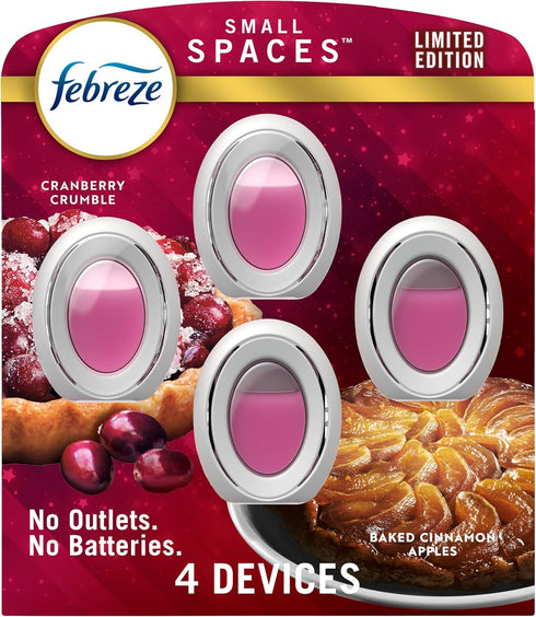 Febreze Odor Fighter Small Spaces Air Freshener Baked Cinnamon Apple, Cranberry Crumble, 4ct, 7.5ml...