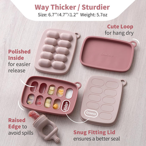 Baby Food Fruit Feeder and Breastmilk Popsicle Mold Set, Silicone Fruit Teether, Food Feeder Pacifier for Teething Relief, Freezer Tray, Baby Feed...