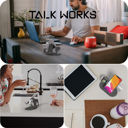TALK WORKS 3-in-1 Electronics Station Compatible w/ iPhone 15/15 Pro/15 Pro Max, 14/14 Plus/Pro/Pro Max, 13/Mini/Pro/Max, iWatch Series, AirPods, ...